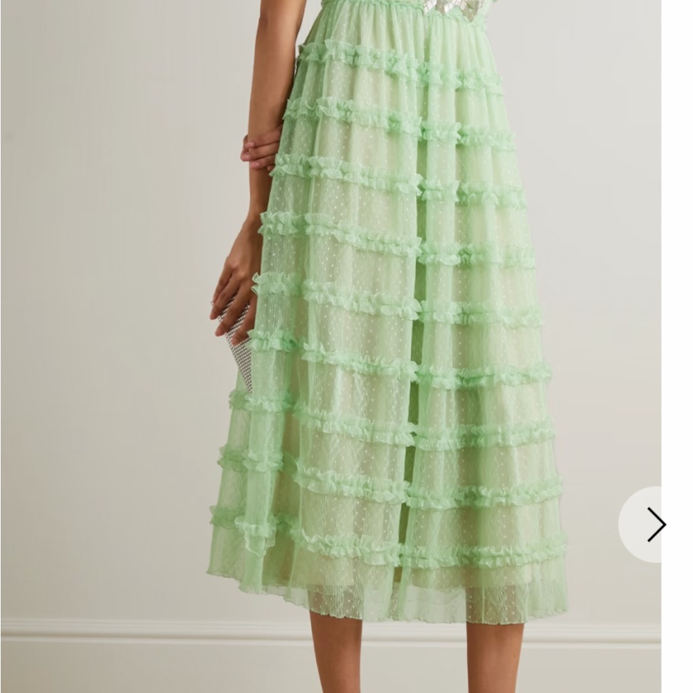 SALONI Sheer Mint Green Tiered Ruffle Dress - Picture 4 of 5